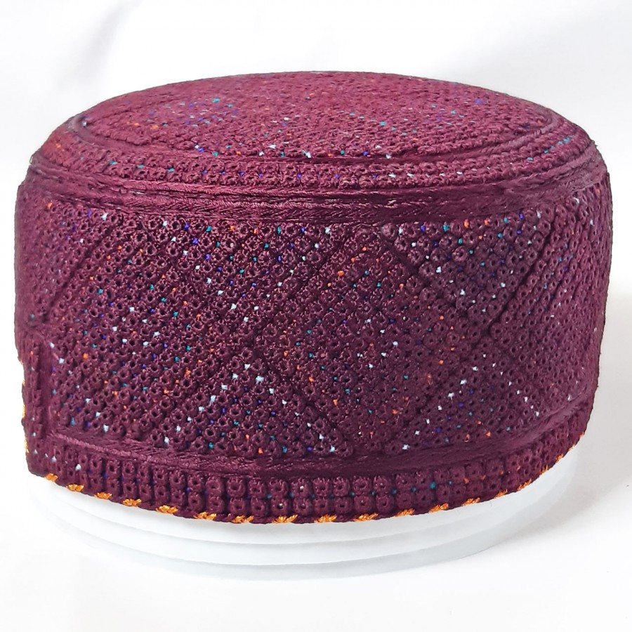 Reddish Maroon (Jamali) Yaqoobi / Zardari Cap or Topi MKC-893